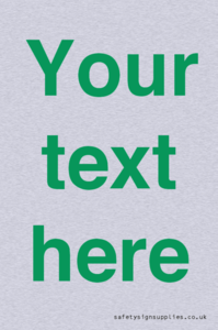 Custom blank information sign. Green text, plain background